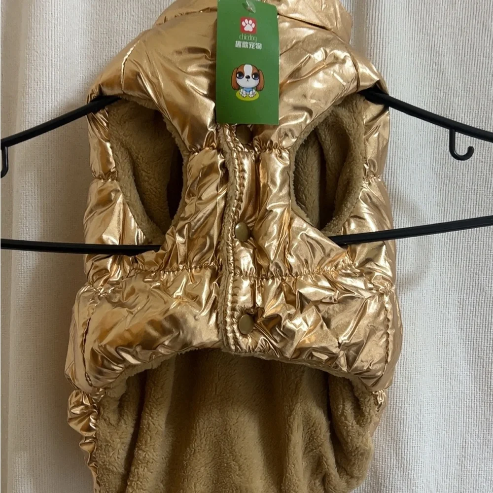 Super cute and cozy gold dog jacket for your furry best friend